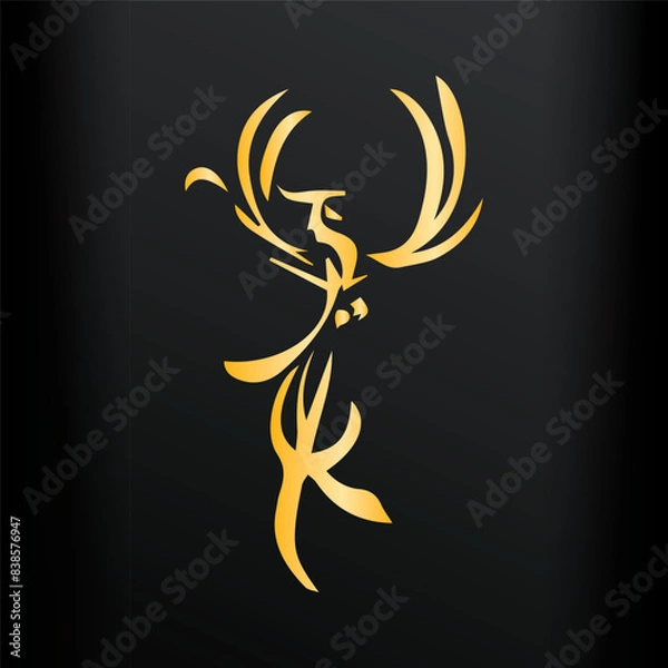 Obraz Phoenix fire bird golden logo template