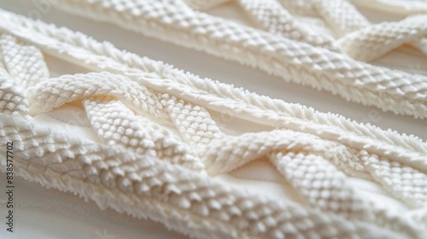 Fototapeta A closeup of creamcolored velvet trim featuring a delicate lattice pattern woven into the fabric