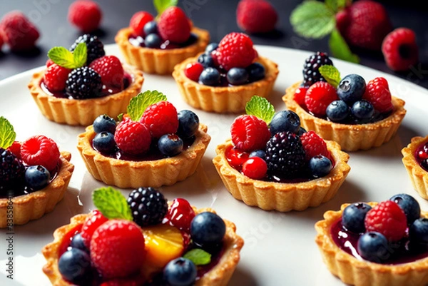 Fototapeta Miniature berry tartlets
