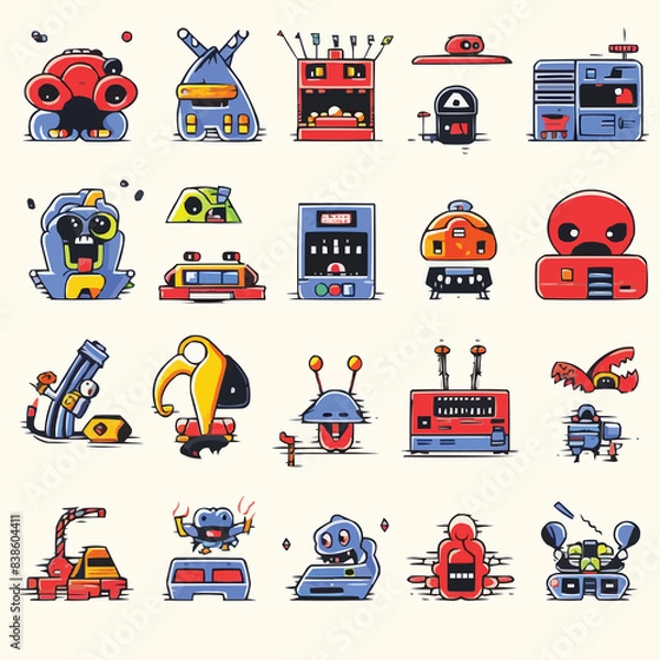 Obraz Set of Electronic Cartoonish Characters