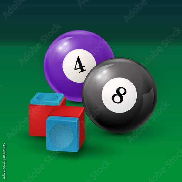Fototapeta Pool table background  illustration with billiard balls and
