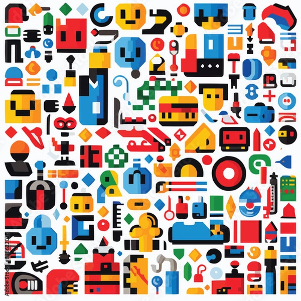 Obraz A Set of Cartoonish Icon Objects