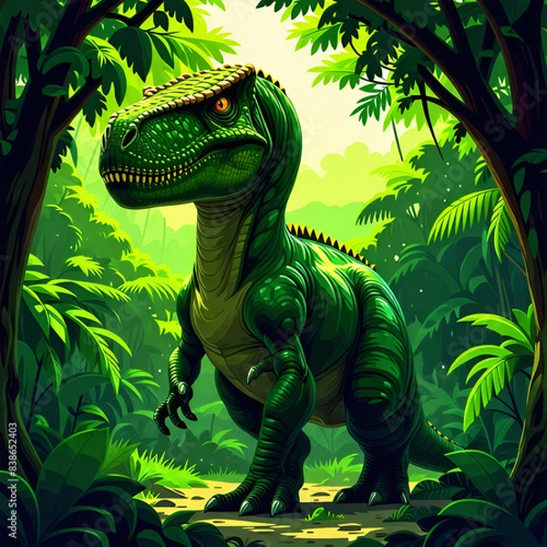 Obraz green dragon in the forest