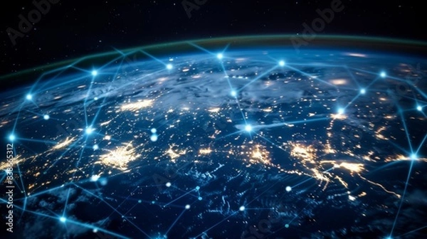 Fototapeta Internet Network with Light Effects 