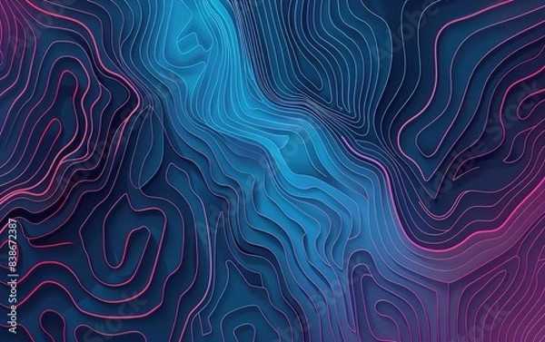 Fototapeta Ocean topographic line map with curvy wave isolines 