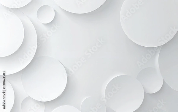 Fototapeta Minimalist white circles on a gray background in a 3D abstract pattern