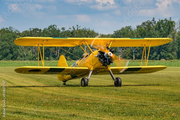 Obraz Gelbes Doppeldecker Flugzeug