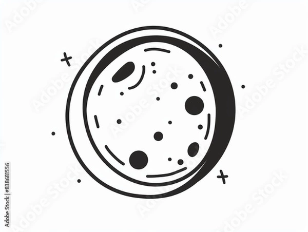 Fototapeta Hand drawn doodle of a crescent moon with stars.