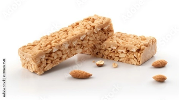 Fototapeta Oat bar isolated on white background
