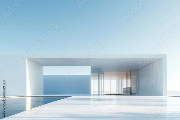 Obraz Concrete outdoor square building,Empty architectural background.
