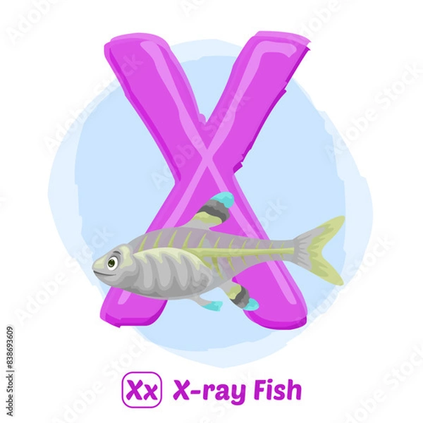 Fototapeta stock vector of X for x ray fish. alphabet animal for education