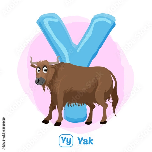 Fototapeta stock vector of Y for yak. alphabet animal for education