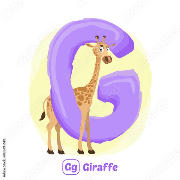 Fototapeta stock vector of G for giraffe. alphabet animal for education