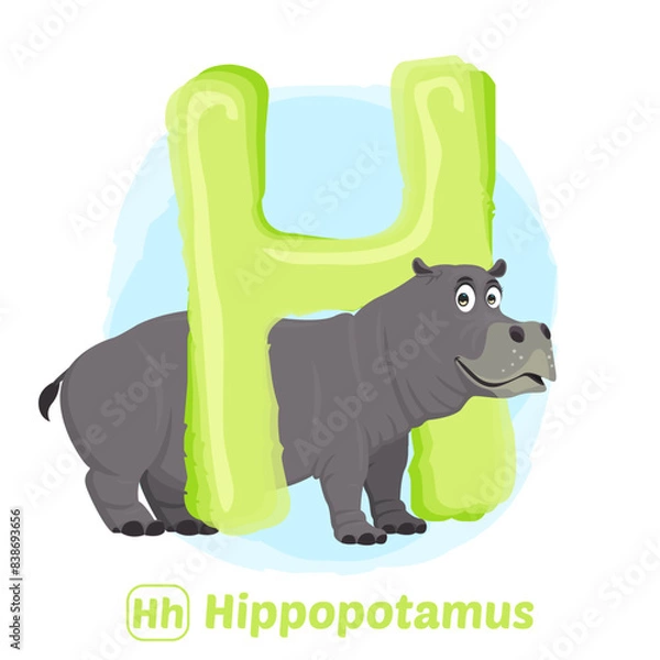 Fototapeta stock vector of H for hippopotamus. alphabet animal for education