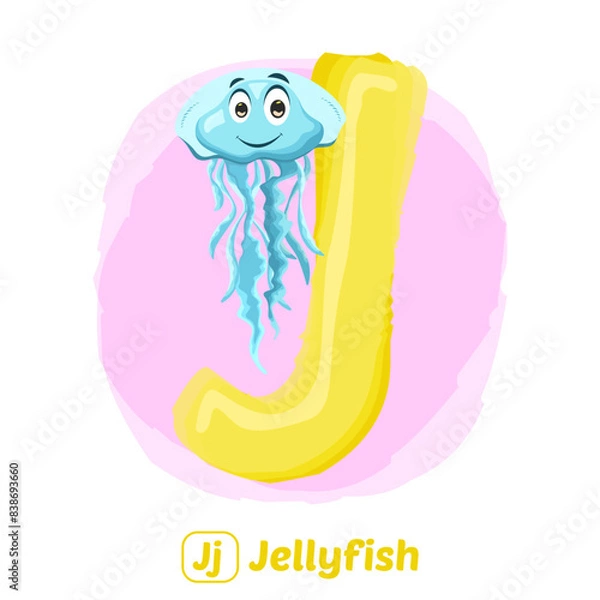 Fototapeta stock vector of J for jellyfish. alphabet animal for education