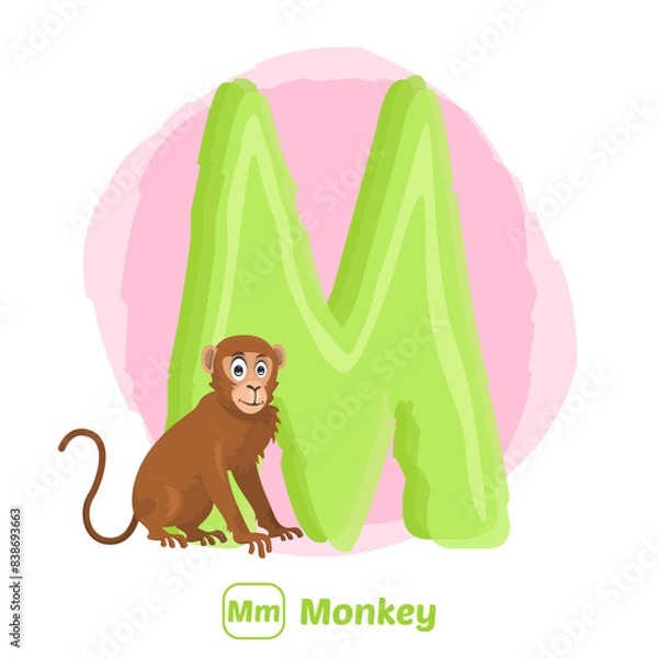 Fototapeta stock vector of M for monkey. alphabet animal for education