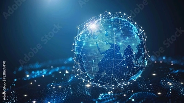 Fototapeta Technology Hologram with Global Network 