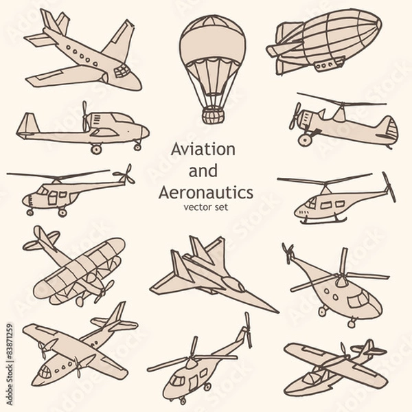 Obraz Aviation and Aeronautics vector set