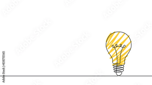 Fototapeta One line drawing idea bulb for business concept