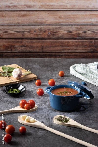 Obraz tomato and fresh vegetable soup