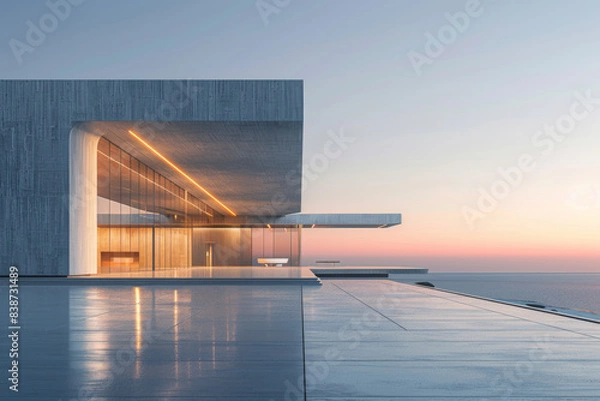Obraz Luxury Island Villa With Infinity Pool At Sunset.