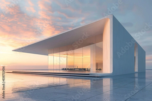 Obraz Luxury Island Villa With Infinity Pool At Sunset.