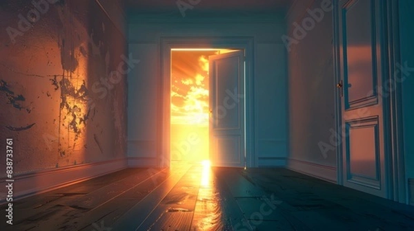 Fototapeta 未来への扉と成功への道