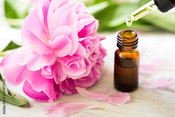 Obraz Aromatherapy, essentials oils, peony flowers