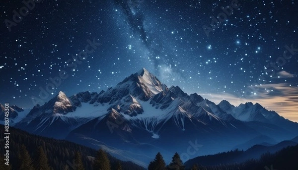 Obraz mountains at night