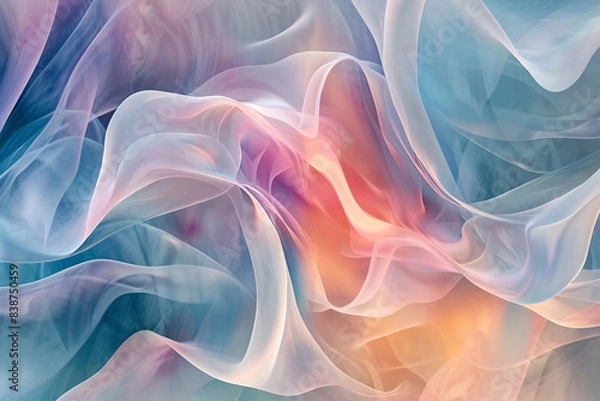 Fototapeta Whimsical abstract composition, swirling pastel gradients, flowing shapes, gentle colors
