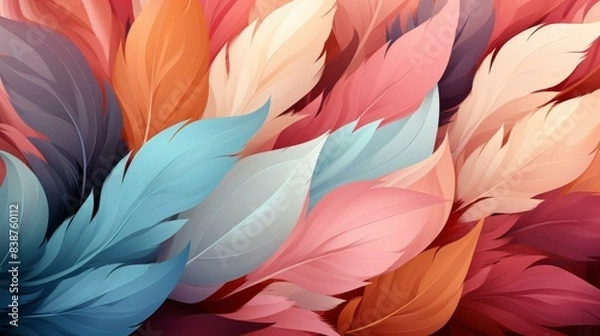 Fototapeta Exquisite feather texture in a delicate flat illustration with intricate details and soft colors of high definition quality.