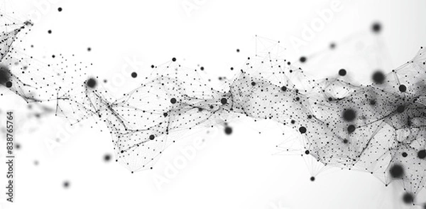 Fototapeta Particle black gray theme technology Futuristic reticulum particle technology molecule motion background black gray hi-tech on white and transparent background