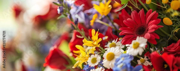 Obraz red and yellow flowers