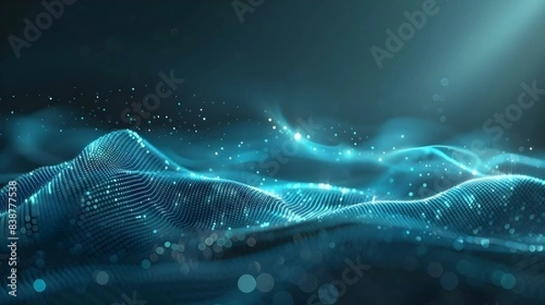 Fototapeta Abstract digital wave of particles with a futuristic point