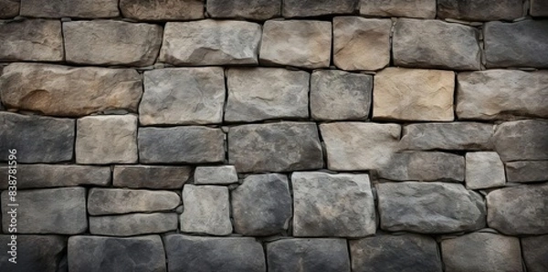Fototapeta stone floor texture of an old stone wall featuring large and gray rocks