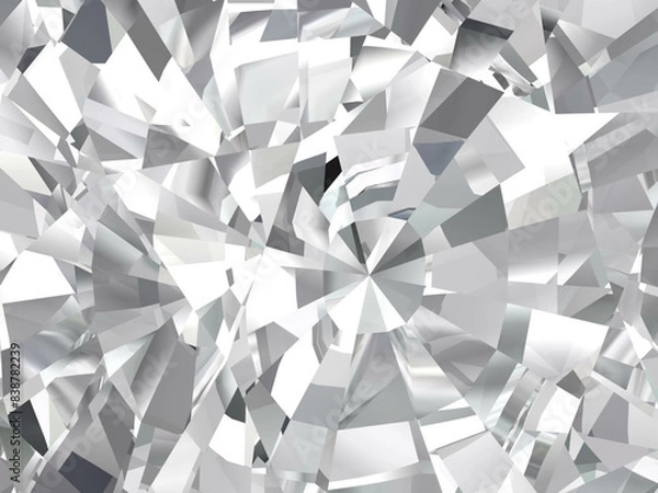 Fototapeta Realistic diamond texture close up, 3D illustration. (high resolution 3D image)