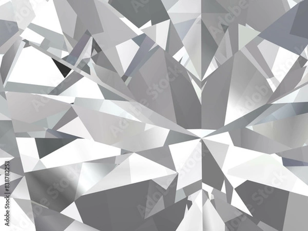 Fototapeta Realistic diamond texture close up, 3D illustration. (high resolution 3D image)