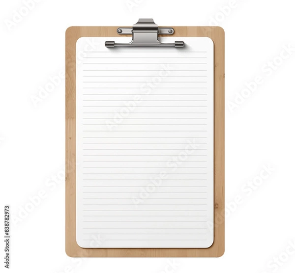 Obraz Blank paper clipboard isolated on transparent or white background, png.