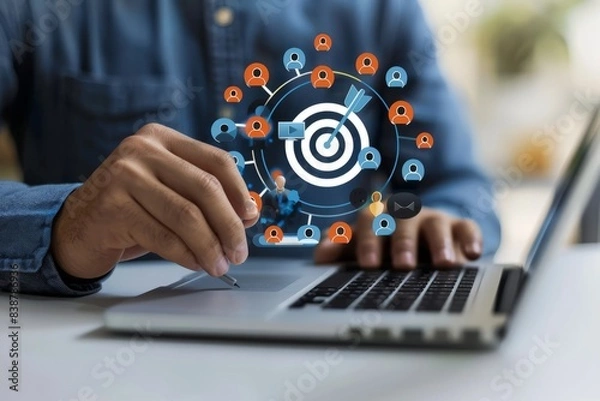 Fototapeta HR, Human resource management concept, recruitment,  leadership and team building.    Recruitment process to work efficiently and achieve sustainable business success.