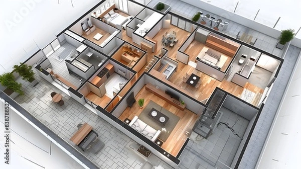 Fototapeta  the creation of detailed technical drawings and documentation within CAD software, including floor plans, elevations, sections, and assembly instructions 