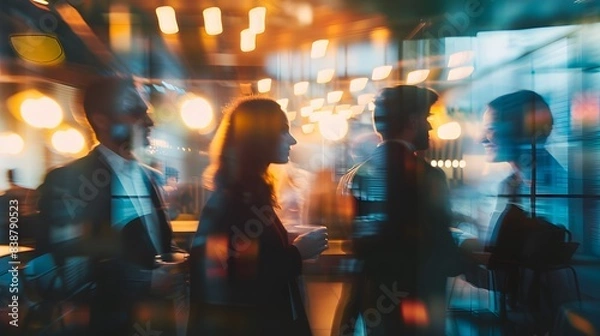 Obraz Blurred shot of business people at party in office