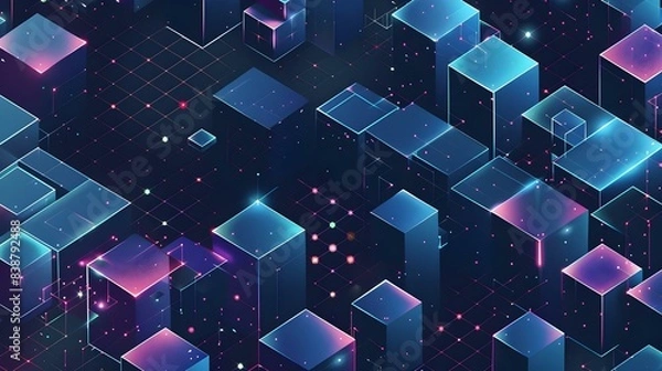 Fototapeta Abstract geometric background with isometric digital design