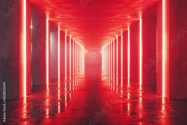 Fototapeta Empty hall of modern architectures，The corridor inside the house。
