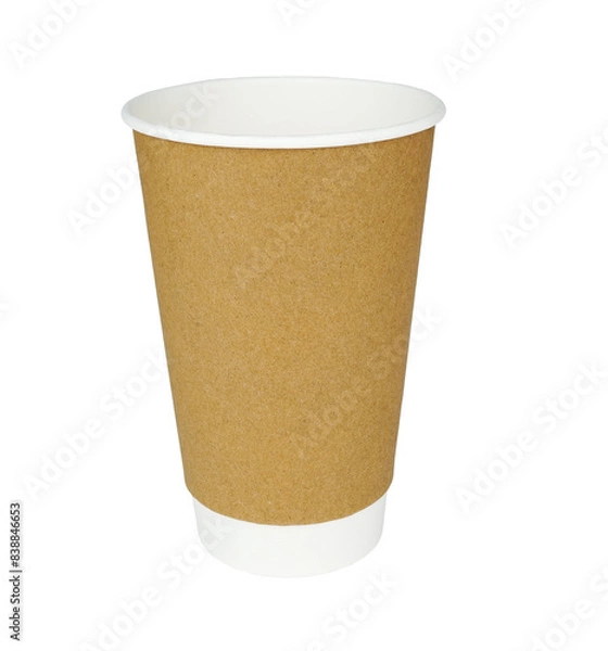 Fototapeta Empty brown paper cup isolated on transparent.