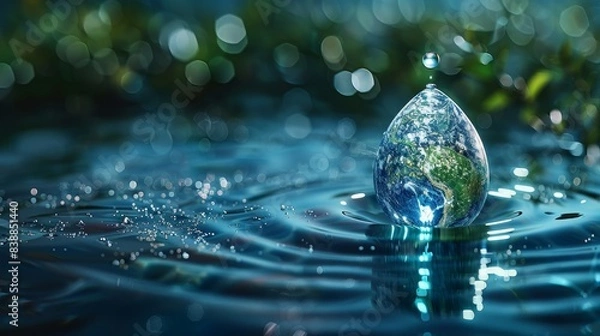 Fototapeta Earth with a Halo of Water Droplets Generative AI