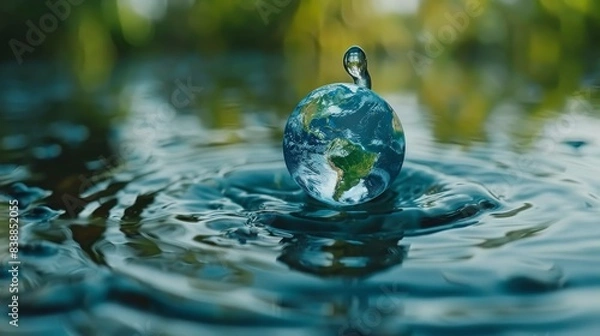 Fototapeta Hands Holding a Droplet of Water with Earth Inside Generative AI