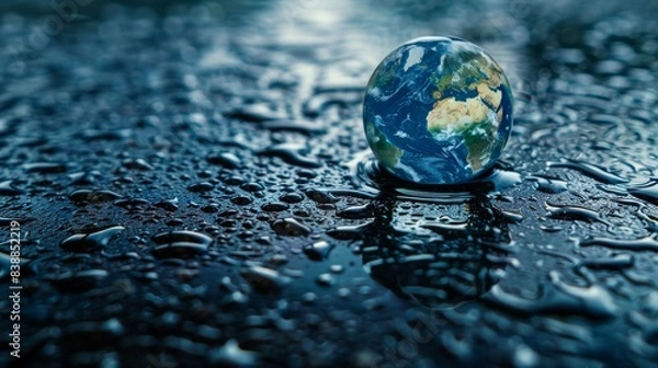 Fototapeta Hands Cradling a Water Droplet with Earth Generative AI