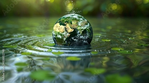 Fototapeta Water Drop Holding the Globe Generative AI
