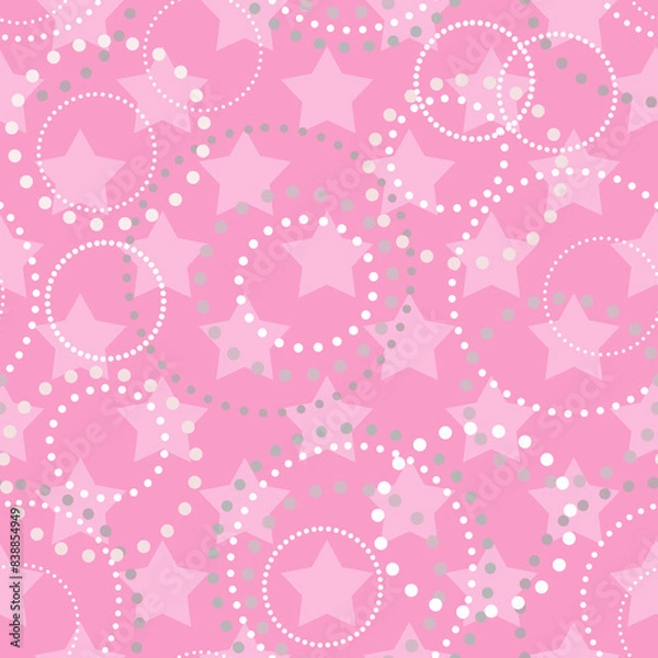 Obraz seamless kid circles polka dots stars pink pattern