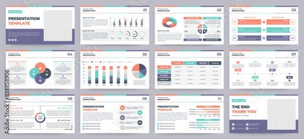 Fototapeta Modern presentation slide templates. Infographic elements template set for web, print, annual report brochure, business flyer leaflet marketing and advertising template. Vector Illustration.